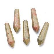 Natural Unakite Pointed Beads, Bullet, Undrilled/No Hole Beads, Faceted, for Wire Wrapped Pendants Making, 29~33x7.5~8.5mm(G-E490-C25)