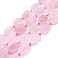 Natural Rose Quartz Beads Strands, Rectangle, 15~17x10~13x5~6mm, Hole: 1mm, about 22pcs/strand, 15.94''(40.5cm)(G-K245-J03-C01)