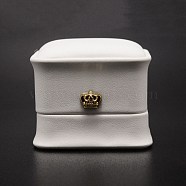 PU Leather Ring Box, Flip Box, Square, White, 5.85x5.8x4.9cm(LBOX-WH0001-02)