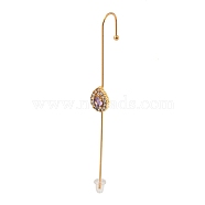 Rhinestone Stud Earring, Light Gold Zinc Alloy Ear Wrap Crawler Hook Earrings Earcuffs, Teardrop, 69.5x8mm(EJEW-G378-01C)