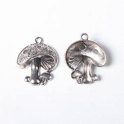Tibetan Style Alloy Pendants, Lead Free and Cadmium Free, Mushroom, Antique Silver, 22.5x19x5.4mm, Hole: 2mm(TIBEP-10995-AS)