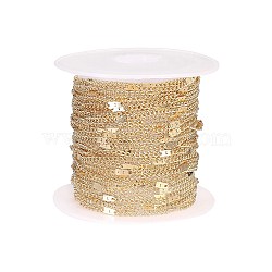 Brass Coated Iron Cable Chains, Soldered, with Spool, Light Gold, 2x1.4x0.9mm(CH-CJ0001-04LG)