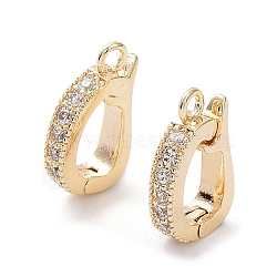 Rack Plating Brass Micro Pave Clear Cubic Zirconia Fold Over Clasps, Long-Lasting Plated, Real 18K Gold Plated, 12x7x2.5mm, Hole: 1.4mm(KK-A183-07G)