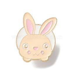 Cute Rabbit Enamel Pins, Alloy Lapel Pin Backs for Backpack Clothes, Blanched Almond, 26x20mm(JEWB-V006-03A)