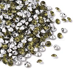 Imitation Taiwan Acrylic Rhinestone Pointed Back Cabochons, Faceted, Diamond, Dark Olive Green, 5x4mm(GACR-A003-5mm-29)