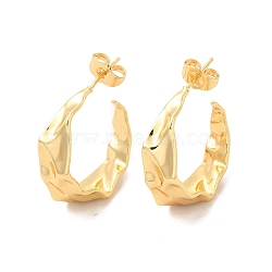 Rack Plating Brass Twist Round Stud Earrings, Half Hoop Earrings for Women, Lead Free & Cadmium Free, Real 18K Gold Plated, 25x2.5mm, Pin: 0.8mm(EJEW-F308-12G)