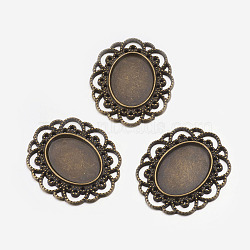 Alloy Cabochon Settings, Cadmium Free & Lead Free, DIY Material for Hair Accessories, Antique Bronze, 41x35x2mm, Hole: 1mm, Tray: 24x17.5(X-EA079Y-AB)