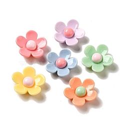 Opaque Resin Decoden Cabochons, Flower, Mixed Color, 20.5x20x7mm(RESI-Z021-03)