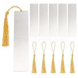 DIY Blank Bookmark Making Kit, Including Stainless Steel Rectangle Hanging Tags with Hole, Polyester Tassel Decorations, Stainless Steel Color, 12Pcs/box(STAS-FG0001-05)