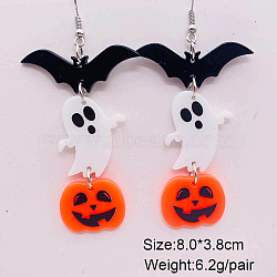 Halloween Acrylic Dangle Earrings, Platinum, Ghost, 80x38mm(FS-WG50B17-08)