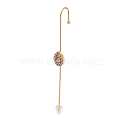 Rhinestone Stud Earring, Light Gold Zinc Alloy Ear Wrap Crawler Hook Earrings Earcuffs, Teardrop, 69.5x8mm(EJEW-G378-01C)