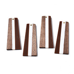 Resin & Walnut Wood Pendants, Trapezoid, Sienna, 49x19x3mm, Hole: 2mm(RESI-S389-073A-A02)