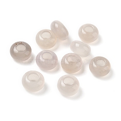 Natural White Agate European Beads, Rondelle Large Hole Beads, 13~14x8mm, Hole: 5~5.5mm(GG-CBA19D0-02)