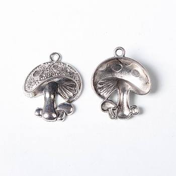 Tibetan Style Alloy Pendants, Lead Free and Cadmium Free, Mushroom, Antique Silver, 22.5x19x5.4mm, Hole: 2mm