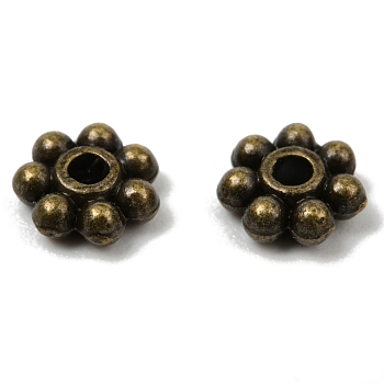 Tibetan Style Alloy Beads Daisy Spacer Beads, Cadmium Free & Lead Free, Granulated Beads, Antique Bronze, 6x2mm, Hole: 1.5mm, about 4000pcs/1000g