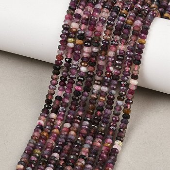 Natural Multicolor Tourmaline Beads Strands, Faceted, Rondelle, 4.5x2~2.5mm, Hole: 0.6mm, about 159pcs/strand, 15.16''(38.5cm)