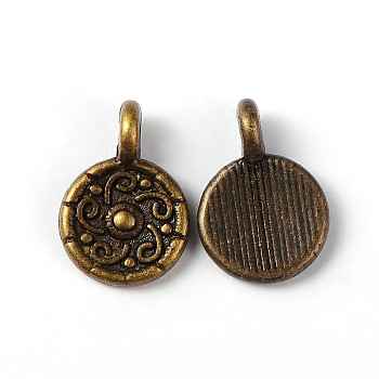Tibetan Style Alloy Pendants, Lead Free & Nickel Free & Cadmium Free, Antique Bronze Color, 9mm wide, 13mm long, hole: 1.5mm