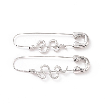 Alloy Safety Pin with Snake Hoop Earrings for Women, Platinum, 50x14x3mm, Pin: 0.6mm
