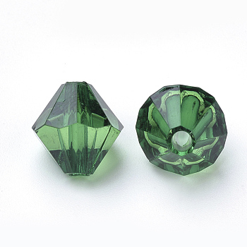 Transparent Acrylic Beads, Bicone, Dark Green, 10x10mm, Hole: 2.5mm, about 1323pcs/500g