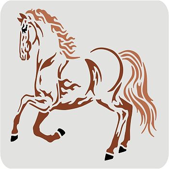 Large Plastic Reusable Drawing Painting Stencils Templates, for Painting on Scrapbook Fabric Tiles Floor Furniture Wood, Rectangle, Horse Pattern, 297x210mm