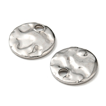 Non-Tarnish 304 Stainless Steel Charms, Textured, Flat Round Charm, Stainless Steel Color, 8x1mm, Hole: 1.4mm