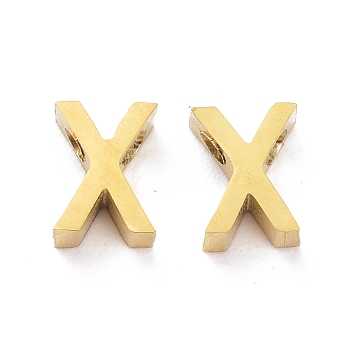 Ion Plating(IP) 304 Stainless Steel Charms, Alphabet, Golden, Letter.X, 8x6x3mm, Hole: 1.8mm