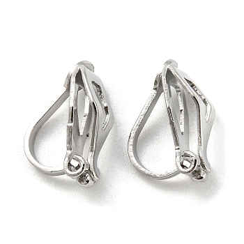 Brass Clip-on Earring Findings, for non-pierced ears, Platinum Plated, Nickel Free, 12.5x6x8mm