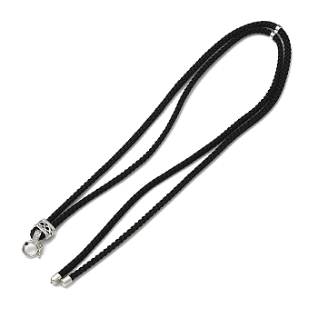 Nylon Cord Necklaces Findings, with Brass Micro Pave Cubic Zirconia Rectangle Clasps, Lead Free & Cadmium Free, Platinum, 13.98x0.12 inch(35.5x0.3cm), Rectangle: 6x10x6mm