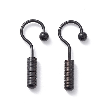304 Stainless Steel Screw Hooks Shape Dangle Earrings for Woman, Electrophoresis Black, 31x12x4mm, Pin: 1.2mm