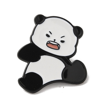 Panda Enamel Pin, Alloy Brooch for Backpack Clothes, White, 31x27x2mm