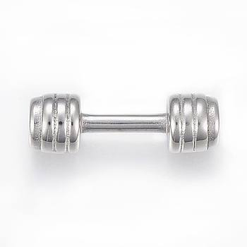 Sports Theme 304 Stainless Steel Links connectors, For Leather Cord Bracelets Making, Dumbbell, Stainless Steel Color, 29.5x9mm, Hole: 6mm