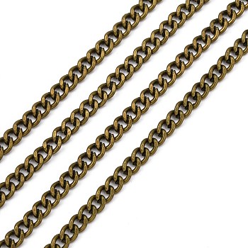 Iron Cuban Link Chains, Chunky Chains, Unwelded, with Spool, Oval, Antique Bronze, 7x5.5x1.6mm, about 164.04 Feet(50m)/roll