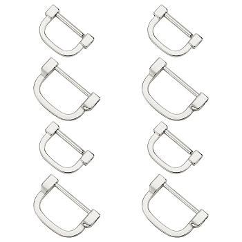 WADORN 8Pcs 2 Style Alloy D Rings, Buckle Clasps, for Webbing, Strapping Bags, Garment Accessories, Platinum, 24x37x6mm, 4pcs