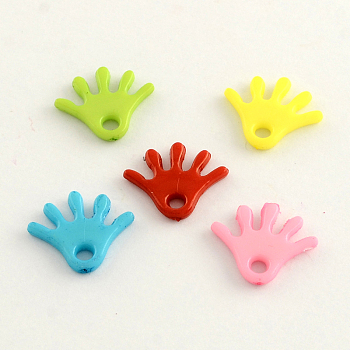 Opaque Acrylic Palm Charms, Mixed Color, 15x18x2.5mm, Hole: 3mm, about 1900pcs/500g
