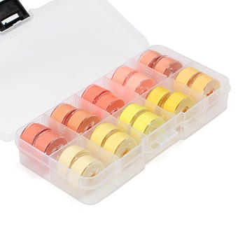 20 Rolls 10 Colors Sewing Thread, Plastic Bobbins Sewing Machine Spools with Clear Storage Case Box, Yellow, 0.4mm, about 38.28 Yards(35m)/Roll, 2 rolls/color
