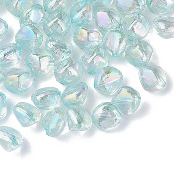 Transparent Acrylic Beads, AB Color Plated, Nuggets, Sky Blue, 10.5x10x8mm, Hole: 1.6mm, about 2300pcs/500g