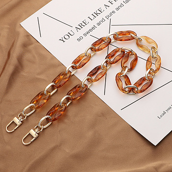 Acrylic Oval Link Chain Bag Straps, with Aluminum Linking Rings and Alloy Swivel Clasps, Chocolate, 60cm