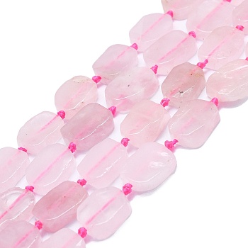 Natural Rose Quartz Beads Strands, Rectangle, 15~17x10~13x5~6mm, Hole: 1mm, about 22pcs/strand, 15.94''(40.5cm)