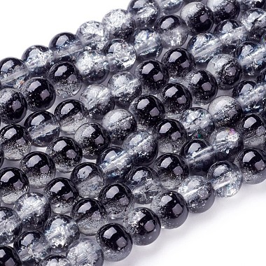 6mm Black Round Crackle Glass Beads