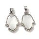 Rack Plating Brass Pave Natural White Shell Pendants(KK-U025-04P-01)-1