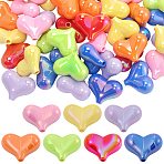 70Pcs 7 Styles AB Color Plated Acrylic Beads, Heart, Mixed Color, 16~16.5x21~21.5x10mm, Hole: 1.8~2mm, 10pcs/style(PACR-PA0001-08)