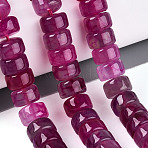 Dyed Natural Agate Beads Strands, Disc, Heishi Beads, Medium Violet Red, 10~10.5x4.5~6.5mm, Hole: 1~1.2mm, about 60~78pcs/strand, 14.57~15.16''(37~38.5cm)(G-T143-17M)
