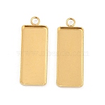 304 Stainless Steel Pendant Cabochon Settings, Rectangle, Ion Plating(IP), Real 18K Gold Plated, 30x11x2mm(STAS-M090-01G)