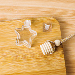 Star Glass Empty Refillable Car Perfume Bottle, Car Hanging Fragrance Essential Oil Diffuser Bottle Pendants Decor, with Wood Cap, Clear, 5.2x4.1cm, Capacity: 10ml(0.34fl. oz)(PW-WGCBE1F-01)