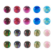 100Pcs 10 Colors Two Tone Opaque Resin Beads, Round, Mixed Color, 9.5~10mm, Hole: 2mm, 10pcs/color(RESI-TA0001-45)