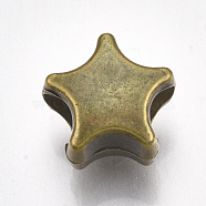 CCB Plastic European Beads, Large Hole Beads, Star, Antique Bronze, 10x10.5x7mm, Hole: 4mm(CCB-S161-03AB)