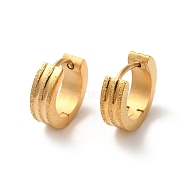 Ion Plating(IP) 304 Stainless Steel Grooved Hoop Earrings, Golden, 12.5x4mm(EJEW-P255-05G)