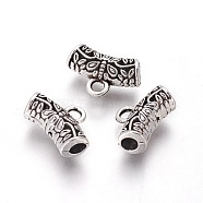 Tibetan Style Alloy Tube Bails, Loop Bails, Antique Silver, 9x14x5mm, Hole: 2mm, Inner Diameter: 3mm(PALLOY-F224-21AS)