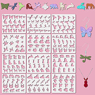 12Pcs 12 Styles PET Plastic Hollow Out Drawing Painting Stencils Templates, Rectangle, Animal Pattern, 200x250mm, 1pc/style(DIY-WH0470-001)