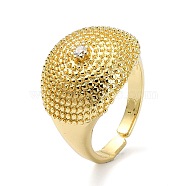 Brass with Cubic Zirconia Open Cuff Ring, Wide Band Rings, Real 18K Gold Plated, US Size 7 1/4(17.5mm)(RJEW-B051-46G)